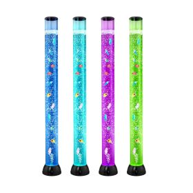 Sensory Bubble Tube Lamp, 4 ft Bubble Fish Tube, Sensory Aquarium Lamp with 10 Floating Fish & 16 Color Effects, Remote Control