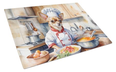 NEW Chihuahua The Chef Glass Cutting Board Decorative Tempered Glass Kitchen Cutting and Serving Board Large Size Chopping Board
