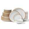 Dinnerware Set, Service for 8 (32 PCS), Round Plates and Bowls Sets, Scratch Resistant Ceramic Dinner Ware