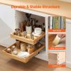 2 Tier Pull Out Cabinet Organizer, 20"W x 21"D Cabinet Drawer, Soft Close Slide out Shelf, Heavy-Duty Sliding Wood Drawer