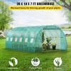 Walk-in Tunnel Greenhouse, 20 x 10 x 7 ft Portable Plant Hot House with Galvanized Steel Hoops, 3 Top Beams, Diagonal Poles