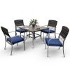 Pamapic Outdoor Dining Sets for 4 with Iron Frame & Rattan Backrest